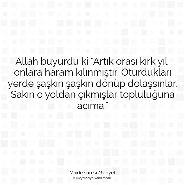 Ayetbul | Kuran Mealleri | Quran | Maide suresi 26. ayet