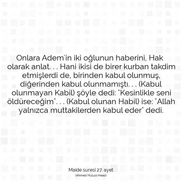 Ayetbul | Kuran Mealleri | Quran | Maide suresi 27. ayet