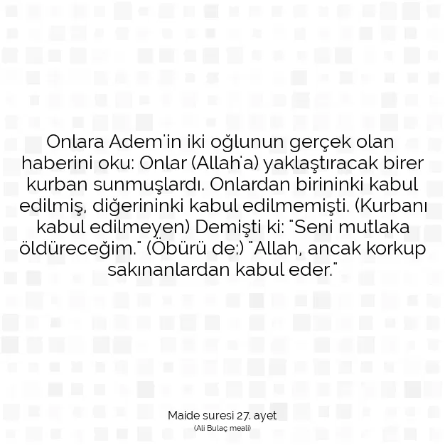 Ayetbul | Kuran Mealleri | Quran | Maide suresi 27. ayet