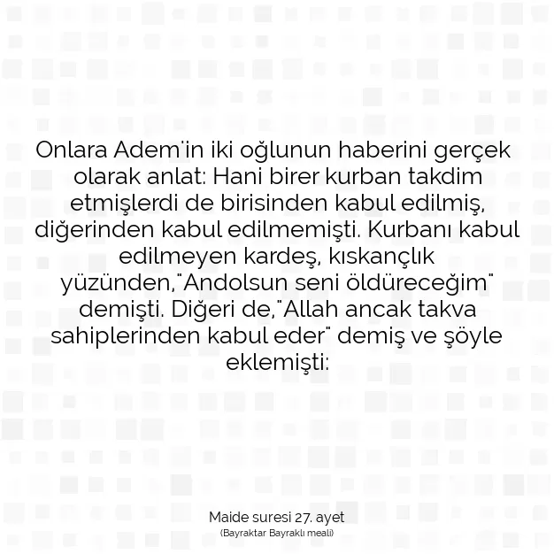 Ayetbul | Kuran Mealleri | Quran | Maide suresi 27. ayet