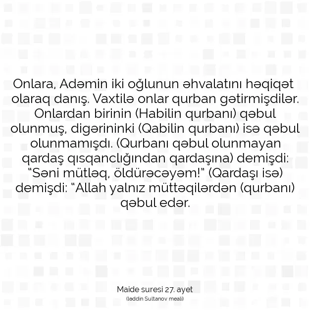 Ayetbul | Kuran Mealleri | Quran | Maide suresi 27. ayet