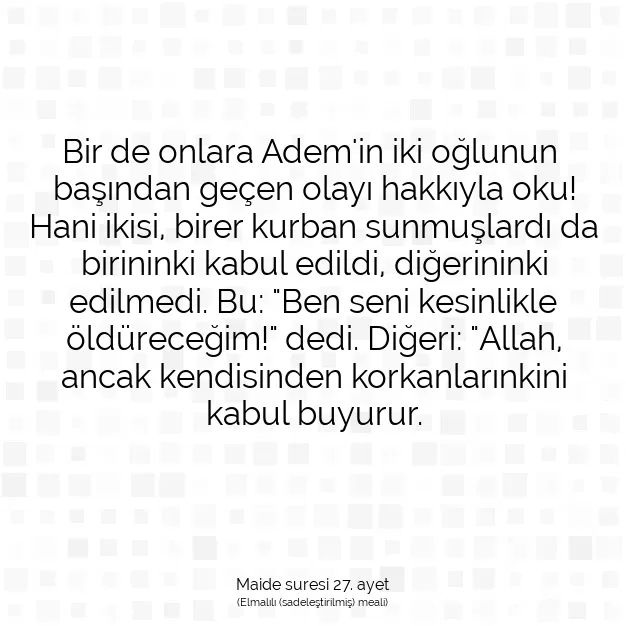 Ayetbul | Kuran Mealleri | Quran | Maide suresi 27. ayet