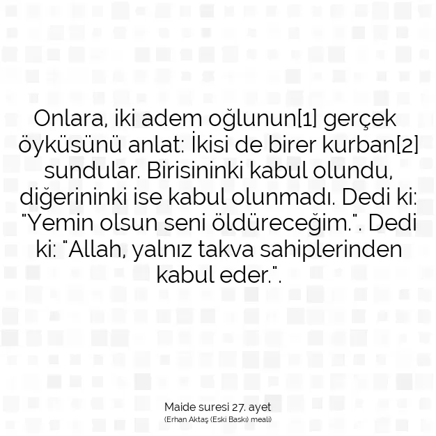 Ayetbul | Kuran Mealleri | Quran | Maide suresi 27. ayet