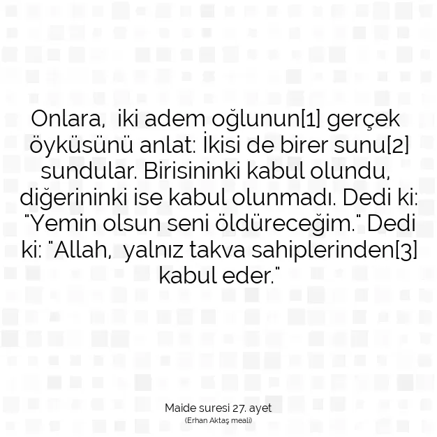 Ayetbul | Kuran Mealleri | Quran | Maide suresi 27. ayet