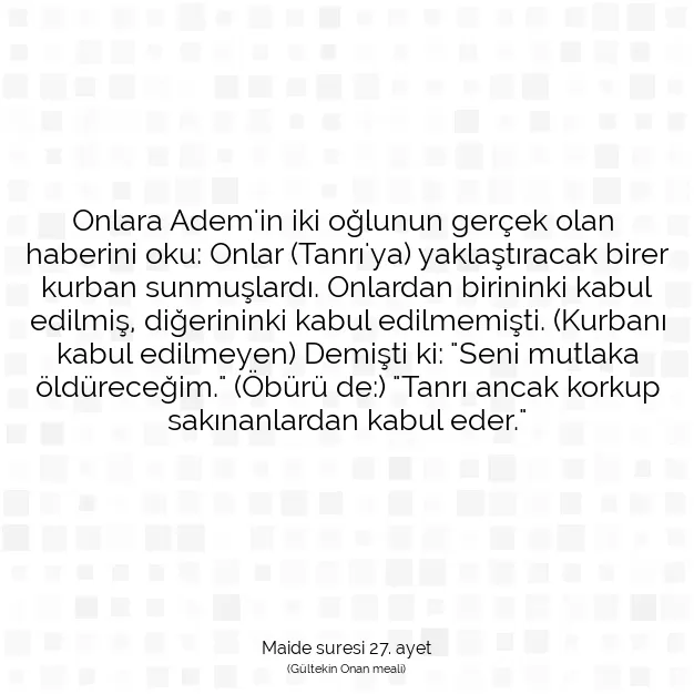 Ayetbul | Kuran Mealleri | Quran | Maide suresi 27. ayet