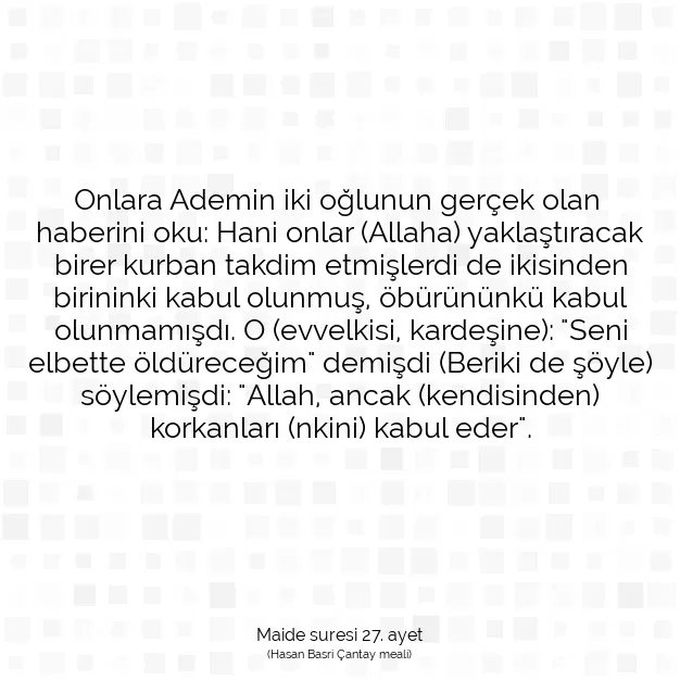 Ayetbul | Kuran Mealleri | Quran | Maide suresi 27. ayet