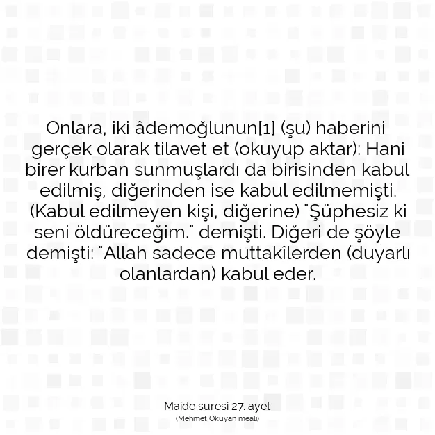 Ayetbul | Kuran Mealleri | Quran | Maide suresi 27. ayet