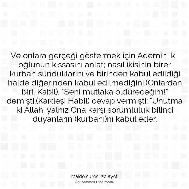 Ayetbul | Kuran Mealleri | Quran | Maide suresi 27. ayet