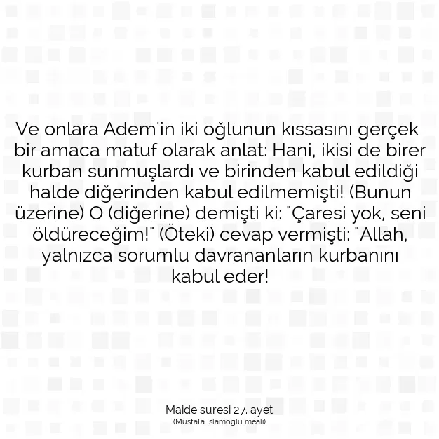 Ayetbul | Kuran Mealleri | Quran | Maide suresi 27. ayet