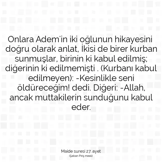 Ayetbul | Kuran Mealleri | Quran | Maide suresi 27. ayet