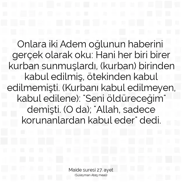 Ayetbul | Kuran Mealleri | Quran | Maide suresi 27. ayet