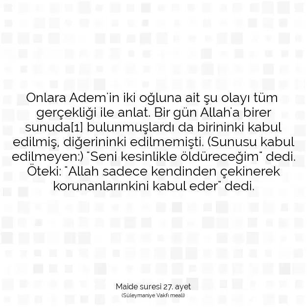 Ayetbul | Kuran Mealleri | Quran | Maide suresi 27. ayet