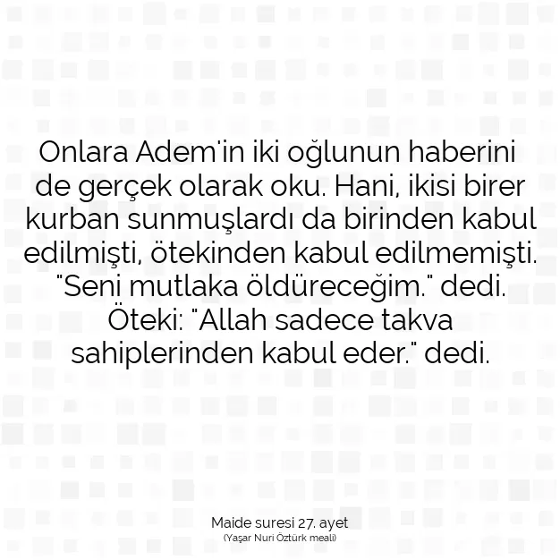 Ayetbul | Kuran Mealleri | Quran | Maide suresi 27. ayet