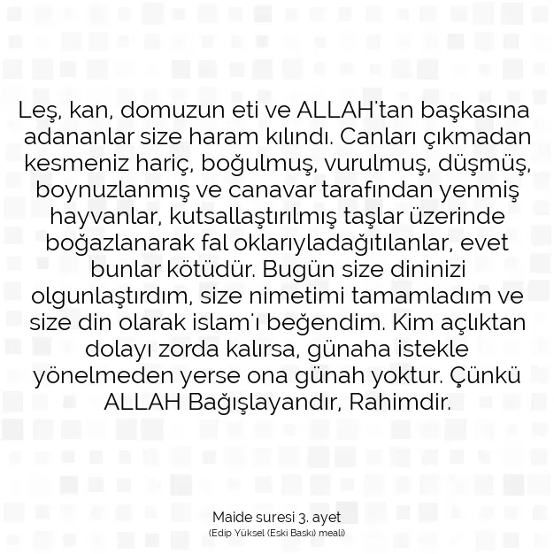 Ayetbul | Kuran Mealleri | Quran | Maide suresi 3. ayet