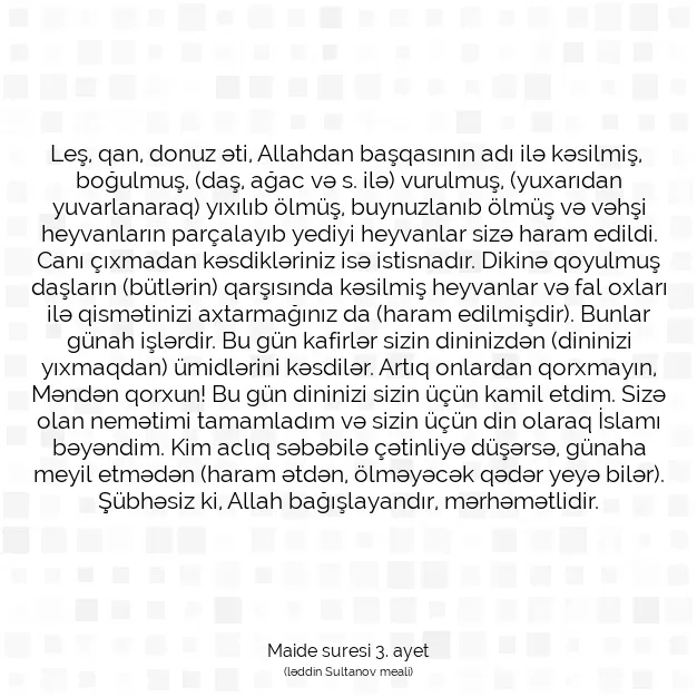 Ayetbul | Kuran Mealleri | Quran | Maide suresi 3. ayet