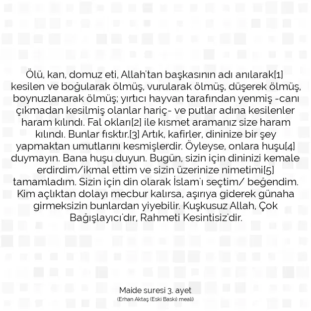 Ayetbul | Kuran Mealleri | Quran | Maide suresi 3. ayet