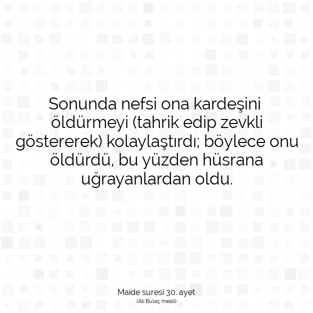 Ayetbul | Kuran Mealleri | Quran | Maide suresi 30. ayet