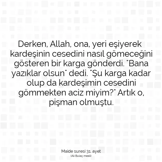 Ayetbul | Kuran Mealleri | Quran | Maide suresi 31. ayet