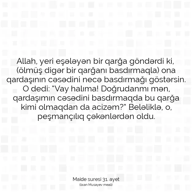 Ayetbul | Kuran Mealleri | Quran | Maide suresi 31. ayet