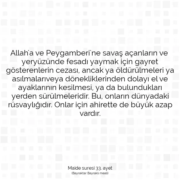 Ayetbul | Kuran Mealleri | Quran | Maide suresi 33. ayet