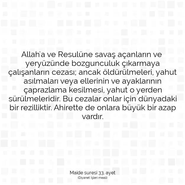 Ayetbul | Kuran Mealleri | Quran | Maide suresi 33. ayet