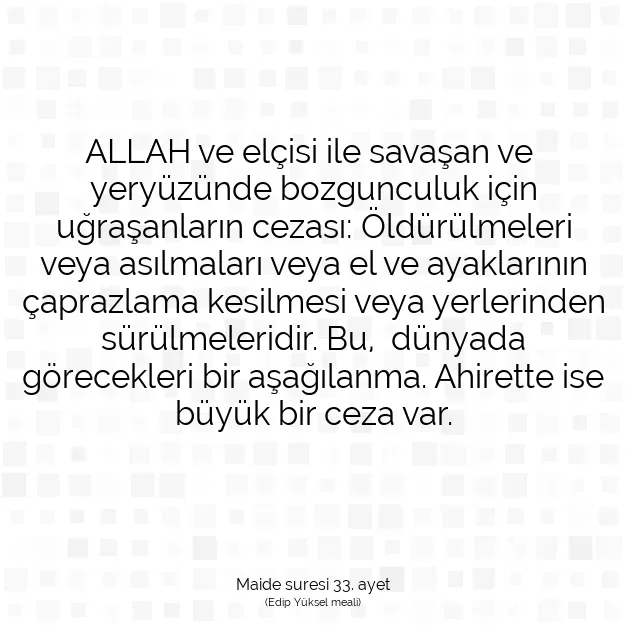 Ayetbul | Kuran Mealleri | Quran | Maide suresi 33. ayet