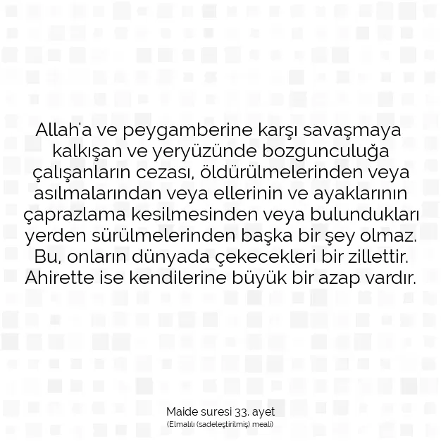 Ayetbul | Kuran Mealleri | Quran | Maide suresi 33. ayet