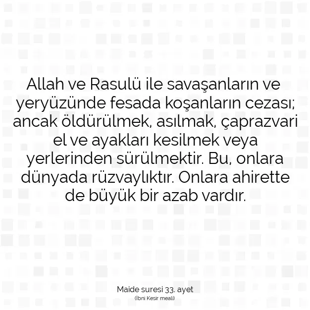 Ayetbul | Kuran Mealleri | Quran | Maide suresi 33. ayet