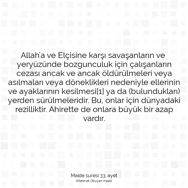 Ayetbul | Kuran Mealleri | Quran | Maide suresi 33. ayet