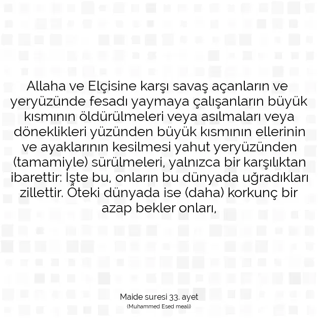 Ayetbul | Kuran Mealleri | Quran | Maide suresi 33. ayet