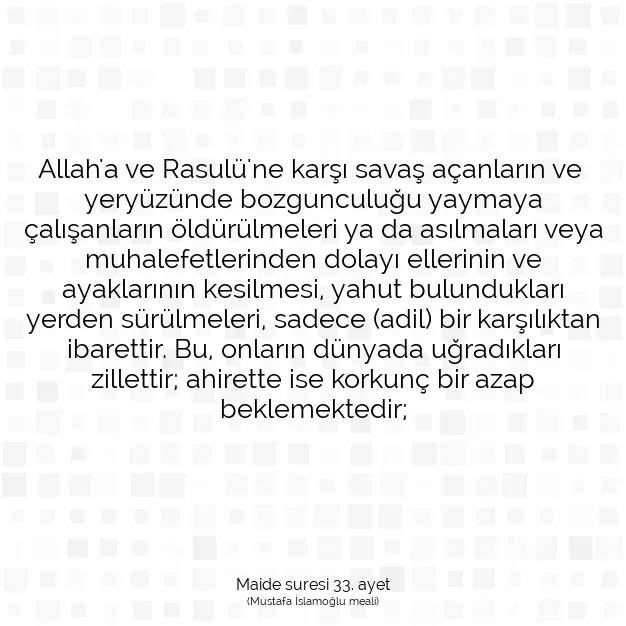 Ayetbul | Kuran Mealleri | Quran | Maide suresi 33. ayet