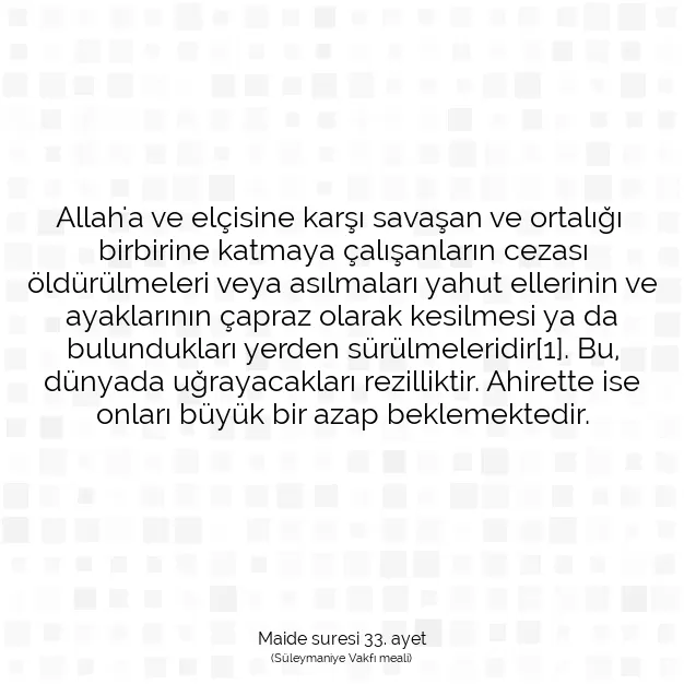 Ayetbul | Kuran Mealleri | Quran | Maide suresi 33. ayet