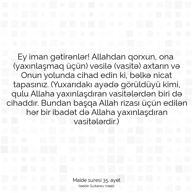 Ayetbul | Kuran Mealleri | Quran | Maide suresi 35. ayet