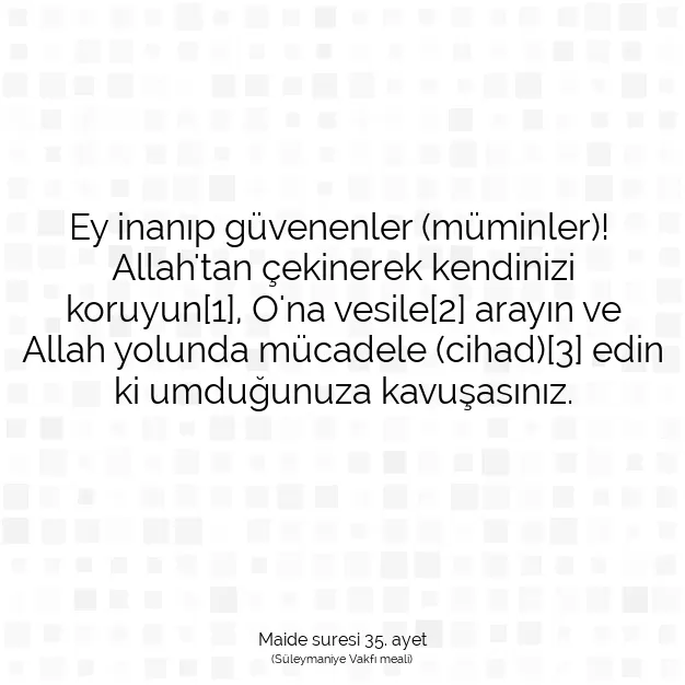 Ayetbul | Kuran Mealleri | Quran | Maide suresi 35. ayet