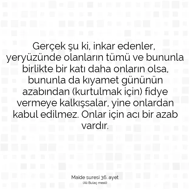 Ayetbul | Kuran Mealleri | Quran | Maide suresi 36. ayet