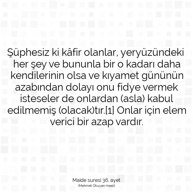 Ayetbul | Kuran Mealleri | Quran | Maide suresi 36. ayet