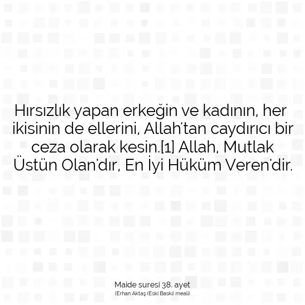 Ayetbul | Kuran Mealleri | Quran | Maide suresi 38. ayet