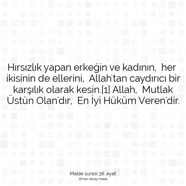 Ayetbul | Kuran Mealleri | Quran | Maide suresi 38. ayet