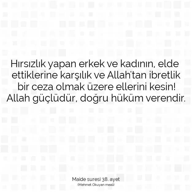 Ayetbul | Kuran Mealleri | Quran | Maide suresi 38. ayet