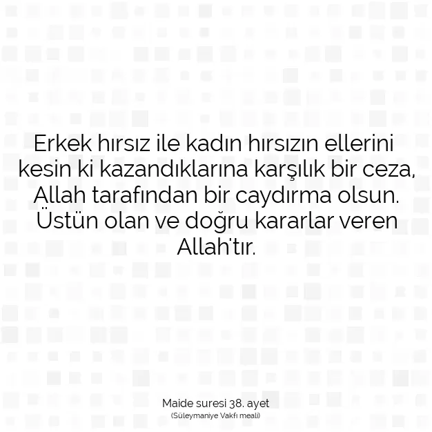 Ayetbul | Kuran Mealleri | Quran | Maide suresi 38. ayet