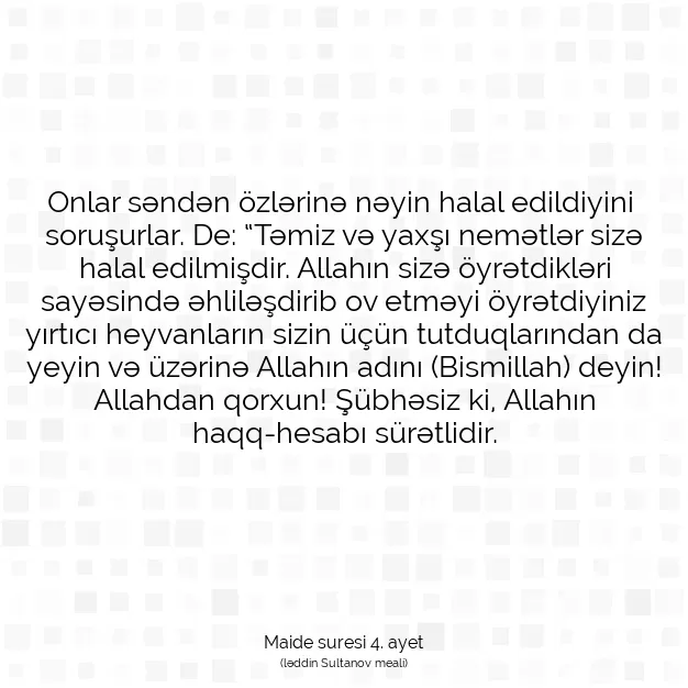 Ayetbul | Kuran Mealleri | Quran | Maide suresi 4. ayet