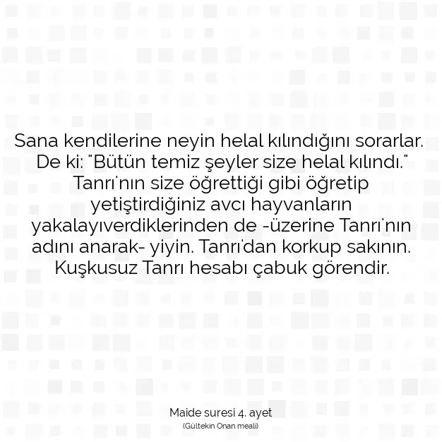 Ayetbul | Kuran Mealleri | Quran | Maide suresi 4. ayet