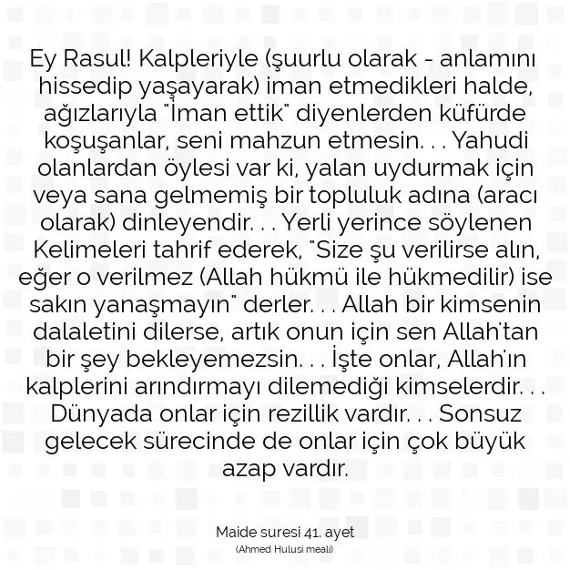 Ayetbul | Kuran Mealleri | Quran | Maide suresi 41. ayet