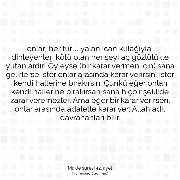 Ayetbul | Kuran Mealleri | Quran | Maide suresi 42. ayet