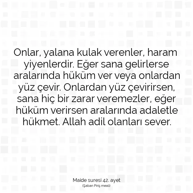 Ayetbul | Kuran Mealleri | Quran | Maide suresi 42. ayet