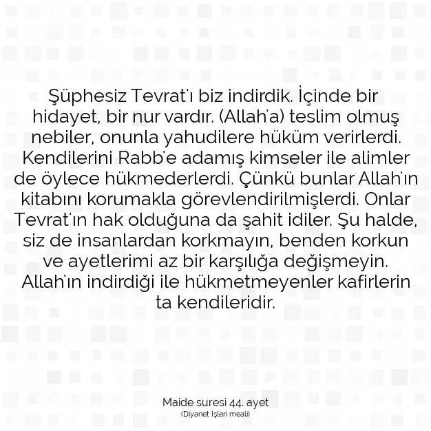 Ayetbul | Kuran Mealleri | Quran | Maide suresi 44. ayet