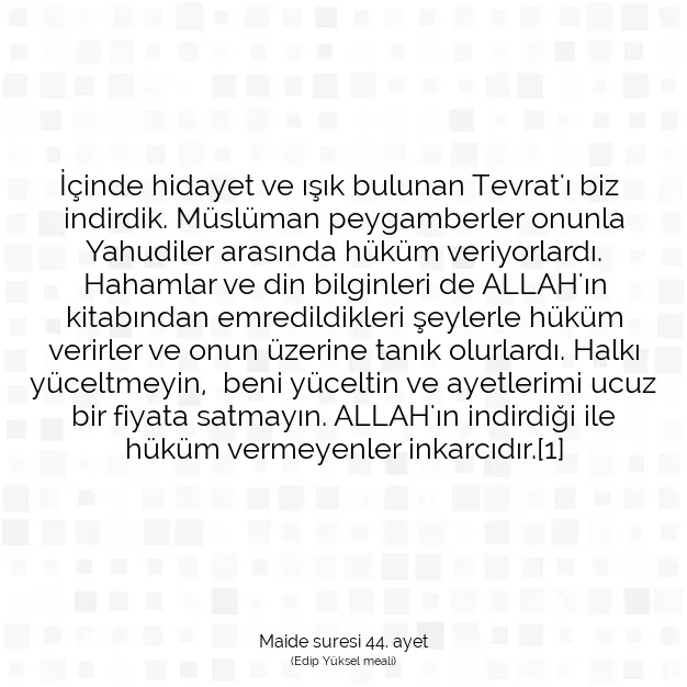 Ayetbul | Kuran Mealleri | Quran | Maide suresi 44. ayet