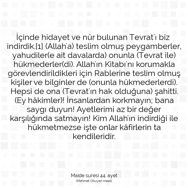 Ayetbul | Kuran Mealleri | Quran | Maide suresi 44. ayet