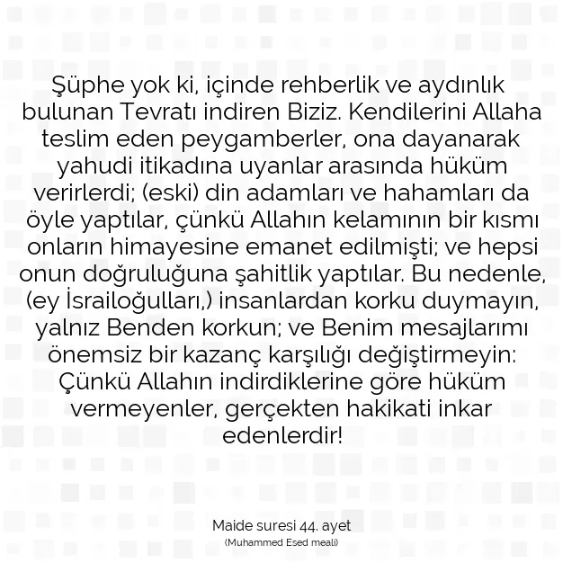 Ayetbul | Kuran Mealleri | Quran | Maide suresi 44. ayet