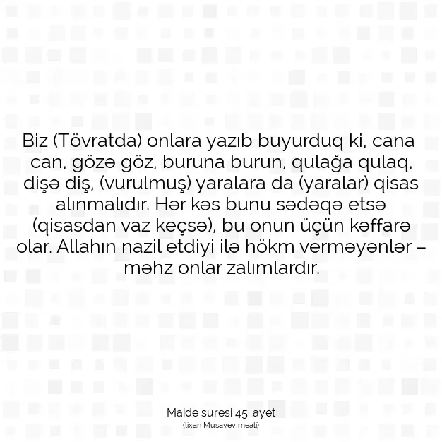 Ayetbul | Kuran Mealleri | Quran | Maide suresi 45. ayet